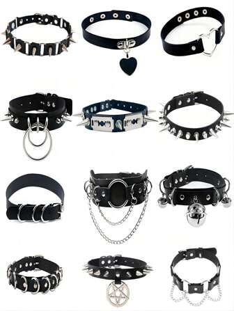 1pc Fashion Punk Gothic Necklace Collar, Rivet Choker Y2K Necklace For Halloween Cosplay New Year Christmas Party Birthday Couple Gifts Valentines,Mom,Mother,Mother's Day,Gift