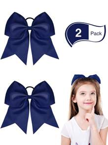 2 Packs Girl's School Sports Cheerleading Bow 8 Inch Cheer Hair Bows Large Cheerleading Hair Bows With Ponytail Holder For Teen Girls Softball Cheerleader Outfit Uniform