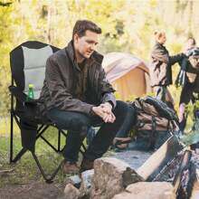 35*22*41in Camping Chair Fishing Chair Folding Chair Black Gray