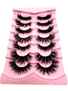 7 Cặp Lông mi cong D hỗn hợp Lông mi siêu dày Ngang dải Nga Lông mi giả dày mềm xoăn Lông mi giả mỏng Lông mi giả dày dày Trang điểm cho các bữa tiệc - màu đen - Xem 4
