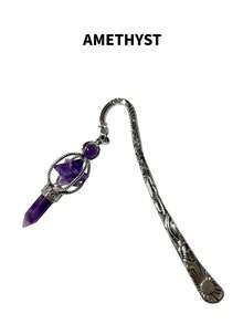 古銅色金屬書籤串珠書籤，手工製作七輪修復水晶生命之樹翠綠寶石和圓珠 - 彩色 - 查看 17