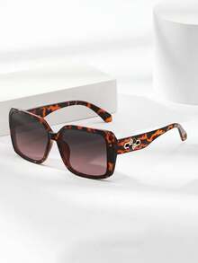 女士豹纹多边形镜框时尚眼镜，适合旅行、驾驶、海滩的时尚太阳镜，个性化海滩配饰女士眼镜太阳镜 - 彩色 - 查看 3