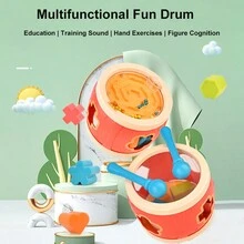 1入組多功能孩子鼓形認知玩具，手拍聲玩具，造型識別玩具，音樂樂器早期教育玩具，0-3歲幼兒玩具，兒童禮物 - 彩色 - 查看 1