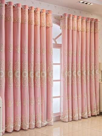 1pc Chenille Embroidered Curtain, Suitable For Bedroom, Living Room And Other Home Spaces, Light-Blocking And UV-Resistant