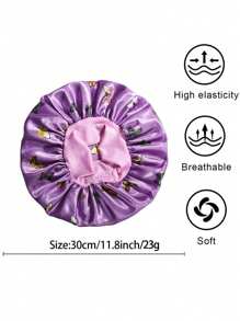Awegeo 1pc Children's Bonnet Hat With Butterfly Print, Wide Brim, Elastic, Smooth & Silky Texture, Fashionable Sleep Cap, Casual, Comfortable, Soft, Breathable, Hair Protecting Cap