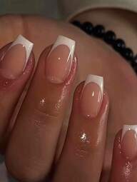 Fashionable And Versatile 24Pcs Ultra-Short Ballet Pink French Manicure Nail Tips With White Edges, Includes Nail Glue And Nail File. Suitable For Women/Girls To Wear It In Parties, Dance Parties And Various Daily Occasions. Press On Nails Nail Supplies Nails