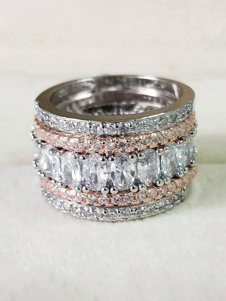 1 PC Elegant Cubic Zirconia Ring For Women For Wedding Engagement Party Jewelry Valentine's Day Gift