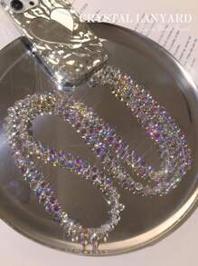 1 件手工水晶串珠长项链，可用作手机或包包吊饰、斜挎包或背包，闪亮珠宝链，适合送给母亲、家人、朋友、生日、节日的礼物，手机吊饰，手机链 - 彩色 - 查看 2