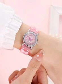 Cartoon Heart Bowknot Design Student Quartz Electronic Watch