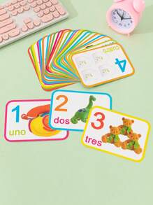 1 Sheet Of 28 4.33" X 5.9" Spanish Toddler Cognitive Learning Flash Cards Animal Numbers And Letters Double-Sided Memory Fun Cards 3-14 Years Old Children Educational Toys Learning Gifts - Multicolor - View 10