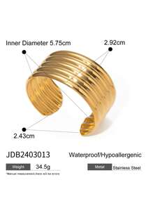 Uworld 1 Piece 306 Stainless Steel 18K Gold Plated Punk Funky Stripe Wide Face Open Bangles Women's Minimalist High Quality Hand Decoration Daily Wearing
