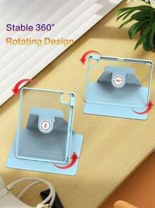 Apple Anti-Scratch IPad Case Compatible With Built-In Pencil Holder, 360 Degree Rotating Folio Stand Cover, Premium Shockproof Auto Wake/Sleep And Flexible Viewing Angles-Lce Blue