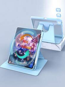 Apple Anti-Scratch IPad Case Compatible With Built-In Pencil Holder, 360 Degree Rotating Folio Stand Cover, Premium Shockproof Auto Wake/Sleep And Flexible Viewing Angles-Lce Blue