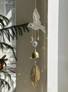 1pc Crystal Wind Chime Hummingbird Suncatcher, Home Decor Hanging Ornament, Porch Wall Art, Housewarming Gift - Multicolor - View 11