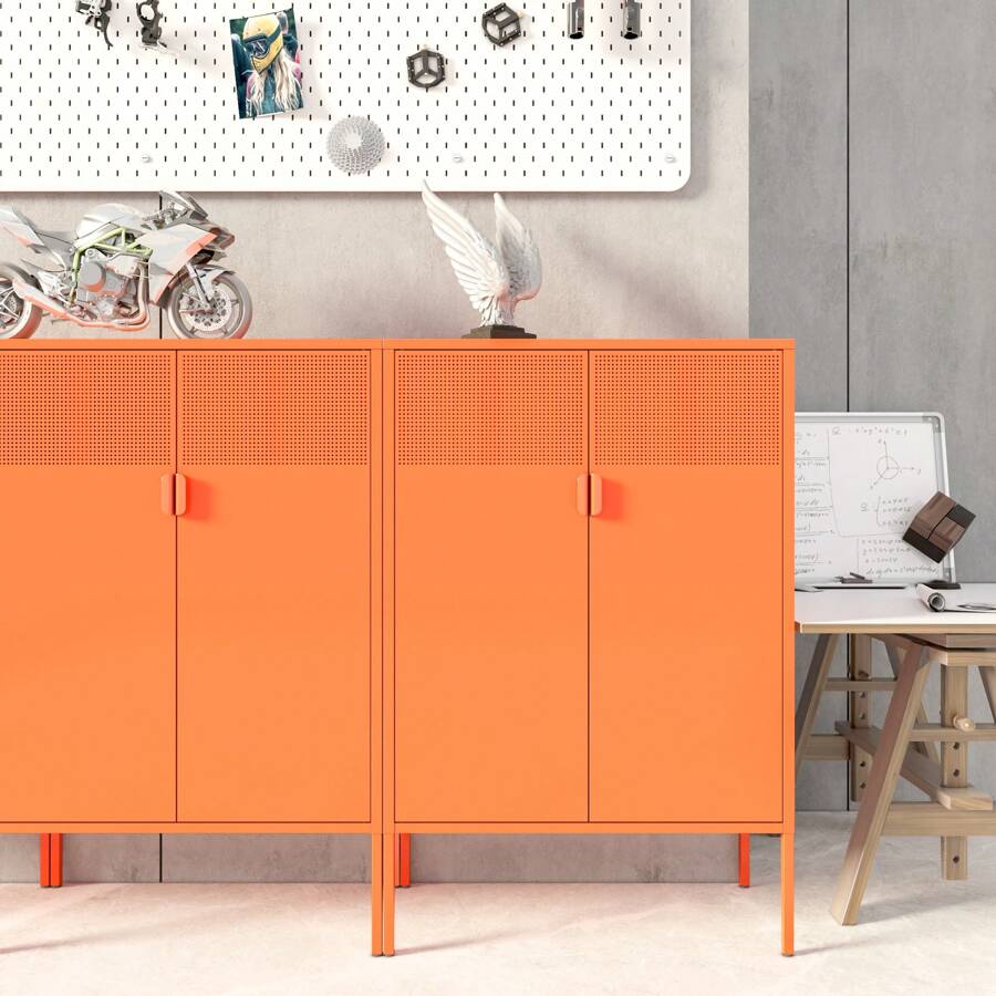 Steel Lockers, Adjustable Laminates, Side Cabinets, Shoe Cabinets, Lockers Orange - Orange - View 1