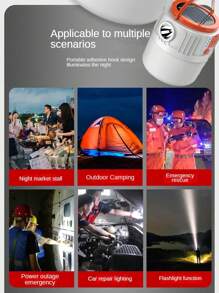 户外太阳能露营灯、可充电露营灯移动电源、超亮露营用 LED 帐篷灯、飓风应急套件万圣节圣诞节感恩节礼物 - 白色 - 查看 5