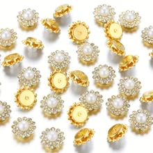 50pcs 10mm/12mm/14mm Sunflower Drill Round Pearl Hand Sewing Button, DIY Clothing Decoration Handbags Hat Decoration - White - View 2