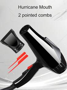 1 Bộ máy sấy tóc có đầu tập trung, bộ khuếch tán/lược chải, vỏ chống sốc và chịu nhiệt bằng nylon, động cơ nhẹ và ít tiếng ồn, 2 tốc độ gió nóng lạnh, lược chải màu ngẫu nhiên - Phích cắm loại C của EU (220-240V) - Xem 13