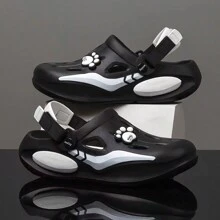 Men's Fashion Durable Mule Slippers 2024 New Summer Non-Slip Outdoor Wear Slides Boys Thick Sole Elevated Sports Beach Sandals Dual Color Casual Closed Toe Slippers - Black - View 1