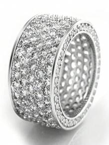 1pc Fashionable Luxury Y2K Style Wide-Band Micro-Inlaid Cubic Zirconia Hip-Hop Ladies' Ring, Suitable For Daily Wear, Engagement, And Wedding, Unisex Couples' Rings, Jewelry - Ring - View 3