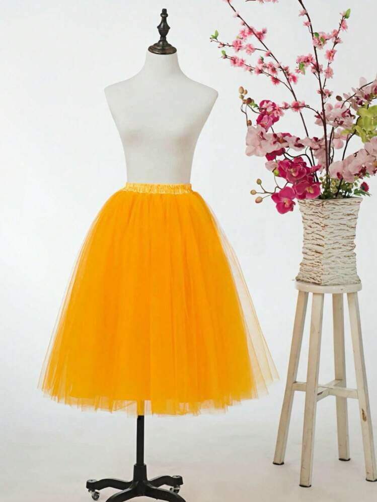 Gonna lunga a tutu per donne, gonna in tulle soffice, sottogonna, gonna da principessa, gonna di da celebrità di internet, gonna con telaio senza ossa, gonna da decorazione per festival, gonna per spettacoli e feste, gonna in rete stagionale nei colori nero, rosa, rosso, bianco, arancione, giallo, blu royal e rosa; adatta per matrimoni, feste, spettacoli, cosplay, carnevale e altri festival, Ognissanti - multicolore - Visualizzare 5