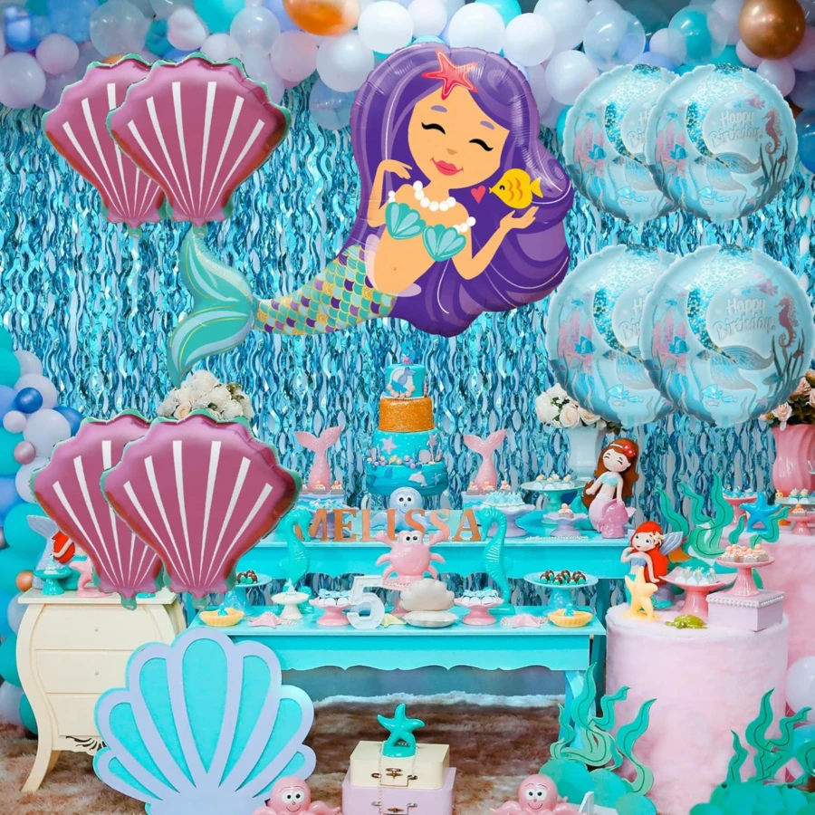 5入組美人魚氣球海洋主題生日派對家居裝飾 - 彩色 - 查看 1