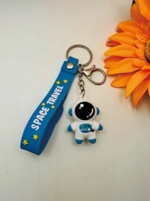 1pc Women Rocket Decor Cartoon Astronaut Charm Cute Keychain For Key Decoration - Blue - View 2