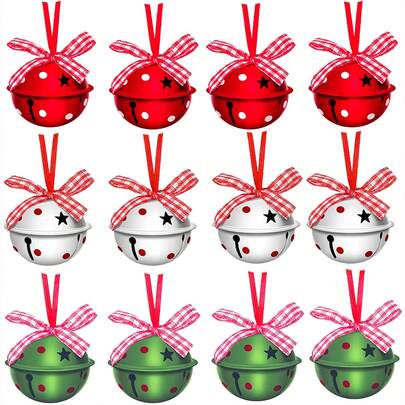 Christmas Bell, Star Hollowed Out Metal Decoration, Bell With Ribbon Used For Christmas Tree Decoration, Wreath, Holiday Crafts, Home Decoration