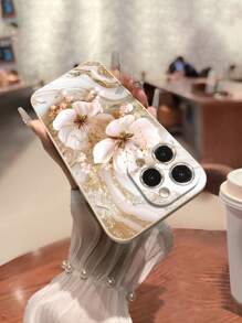 花手机壳精准孔边金箔花大理石彩绘防震手机壳，兼容 15 XR/7/8、 15 Pro Max/12 Pro Max/13 Pro Max/14 Pro Max、13、14、11、12/14/11/12/XS.XR/78P.78GES2、Galaxy S24、Galaxy14、Galaxy24、Galaxy54、Galaxy S20 FE、Galaxy S24+、Galaxy S24 Ultra、Galaxy S22、Galaxy S23 Ultra、Galaxy A13 4G/Galaxy A52/A52s 5G、12、Xiaomi11、Redmi Note 11/ 11 Lite、Redmi 10、Redmi 9、Redmi 8、Redmi 系列防水防摔防刮