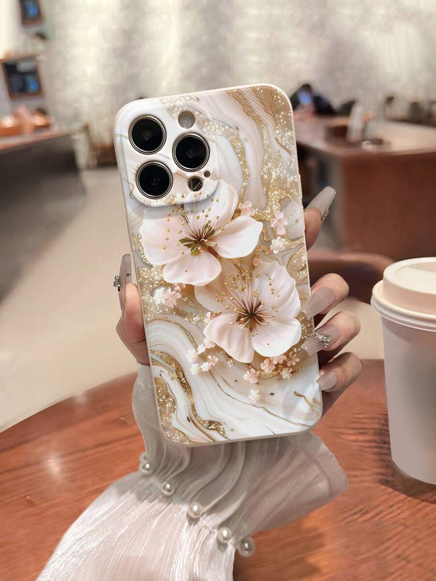 花手机壳精准孔边金箔花大理石彩绘防震手机壳，兼容 15 XR/7/8、 15 Pro Max/12 Pro Max/13 Pro Max/14 Pro Max、13、14、11、12/14/11/12/XS.XR/78P.78GES2、Galaxy S24、Galaxy14、Galaxy24、Galaxy54、Galaxy S20 FE、Galaxy S24+、Galaxy S24 Ultra、Galaxy S22、Galaxy S23 Ultra、Galaxy A13 4G/Galaxy A52/A52s 5G、12、Xiaomi11、Redmi Note 11/ 11 Lite、Redmi 10、Redmi 9、Redmi 8、Redmi 系列防水防摔防刮