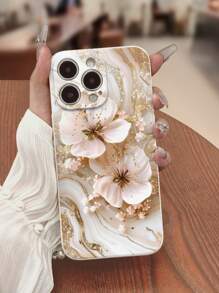 花手机壳精准孔边金箔花大理石彩绘防震手机壳，兼容 15 XR/7/8、 15 Pro Max/12 Pro Max/13 Pro Max/14 Pro Max、13、14、11、12/14/11/12/XS.XR/78P.78GES2、Galaxy S24、Galaxy14、Galaxy24、Galaxy54、Galaxy S20 FE、Galaxy S24+、Galaxy S24 Ultra、Galaxy S22、Galaxy S23 Ultra、Galaxy A13 4G/Galaxy A52/A52s 5G、12、Xiaomi11、Redmi Note 11/ 11 Lite、Redmi 10、Redmi 9、Redmi 8、Redmi 系列防水防摔防刮