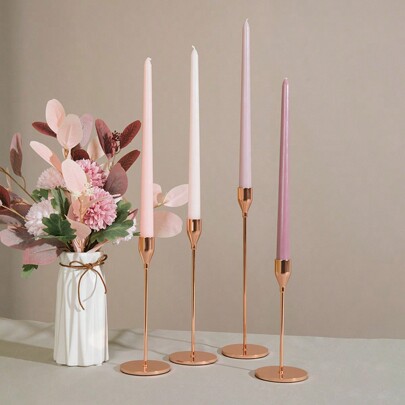 4pcs (A Box) Long-Stem Tapered Gradient Pink And Purple Candles Wedding Banquet Decoration Atmosphere Long Candle Branches Colorful Unscented Smokeless Four-Piece Holiday Atmosphere Candles Gradient Long-Stem Candles Valentine's Day Candles Candles Halloween,Spooky,Autumn,Festival,Holiday ,Winter,Holiday,Festival,Room Decor,Gifts Birthday Graduation