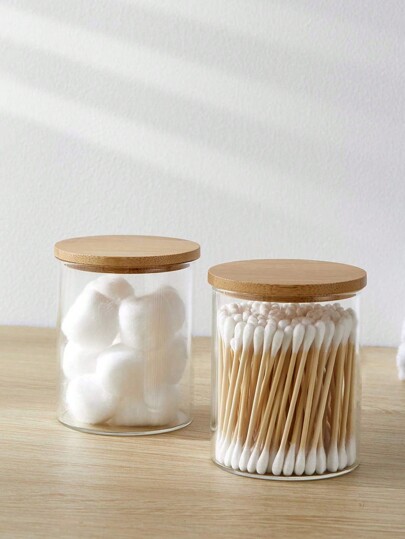 1/2/3/4/6 Confezioni di Porta Cotton Fioc Dispenser, Barattoli da Toeletta con Coperchio, Porta Dischetti di Cotone/Porta Filo Interdentale, Barattoli Essenziali per il Bagno, Accessori per l'Organizzazione del Bagno, Organizer da Toeletta