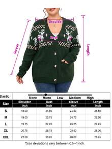 Women's Plus Size Ugly Christmas Cardigan Long Sleeve Holiday Sweaters With Cute Patterns - Green - View 7