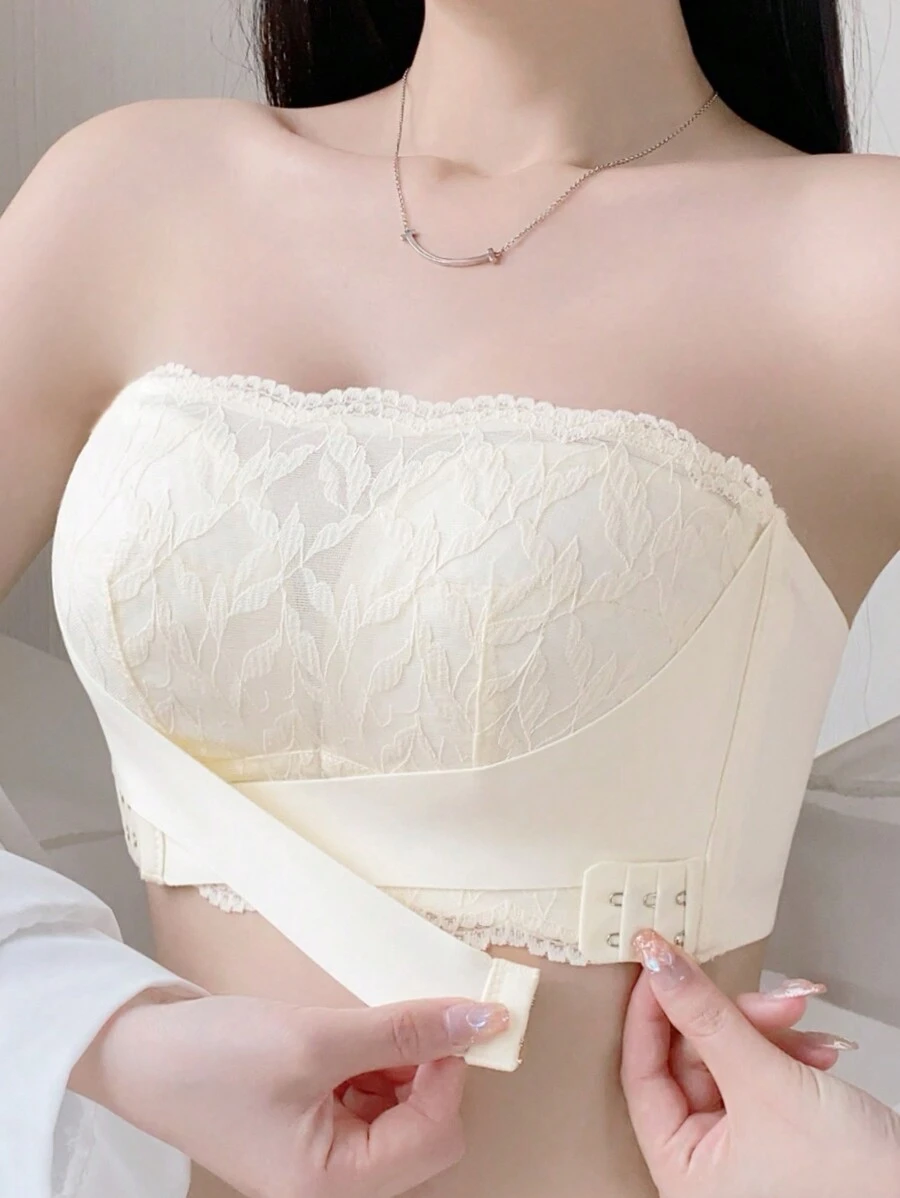 Front Closure Lace Comfortable Bra Wireless, Anti-Slip And Breathable, Push-Up And Prevent Sagging, Full Coverage And Beautiful Back, Molded Cup, Lingerie