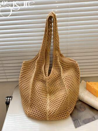 Lätt, virkad shoppingväska för kvinnor, stor kapacitet för resor, utomhusbruk och skola. Multifunktionell nätväska för köksförvaring för strandsemester eller enkel bärning, mors dag-present till mamma