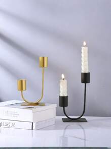 1pc European Style Iron Art Double Cup Design Candlestick For Home Living Room Kitchen Dining Room Wedding Party Table Decoration