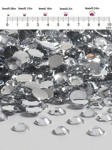 Suministros para uñas para hacer bricolaje con diamante acrílico de color blanco claro, diamantes de plástico de fondo plano, piedras preciosas de colores para uñas de arte, accesorios de  de uñas con diamantes de imitación, joyas, 10000pcs / 5000pcs / 4000pcs / 2500pcs / 1000pcs son adecuados para ropa, tela, madera, - transparente - Ver 5