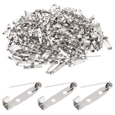 30 件锁扣胸针，银色胸针扣针，背扣胸针，胸针背面，条形别针，用于姓名标签珠宝制作和 DIY 工艺品（30 毫米）服装配饰别针，用于衣服包饰学校办公室配饰衬衫夹克圣诞节万圣节衣服别针有趣可爱的教师礼物服装配饰包饰
