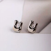 1對氣泡A-Z 26個字母耳針，金銀色女士耳飾，18K鍍金 - 字母 - 查看 17