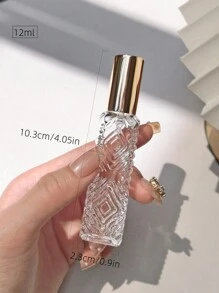 1 peça / 2 peças / 4 peças 12ml Frasco de Vidro com Cabeça de Spray de Alumínio em Padrão de Diamante Pequeno Frasco de Atômizador de Perfume