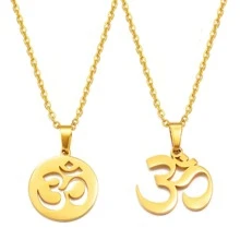 1 pieza Collar con colgante de  de yoga pequeño con símbolo Tamil de 2 modos para mujeres y niñas,  Hindú-Budista OM de la India - Multicolor - Ver 1