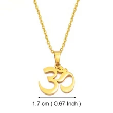 1 pieza Collar con colgante de  de yoga pequeño con símbolo Tamil de 2 modos para mujeres y niñas,  Hindú-Budista OM de la India - Multicolor - Ver 5