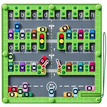 Magnetic Alphabet Maze,Montessori Toys,Wooden Toddler Toys For Ages 2-4,Sensory Travel Toys Fine Motor Skills,Ideal Gift For Boys And Girls - 停車場 - 查看 1