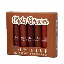 Labiales Mate Top Five Mousse Italia Deluxe, 5 Pzs, Original - Chola Browns - Ver 2
