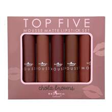 Labiales Mate Top Five Mousse Italia Deluxe, 5 Pzs, Original - Chola Browns - Ver 3