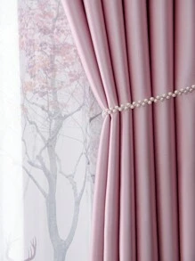 1入組粉色遮光窗簾，現代風格聚酯纖維材質，適用於臥室、客廳、廚房、餐廳等各種房間，較小尺寸可用作小窗短窗簾