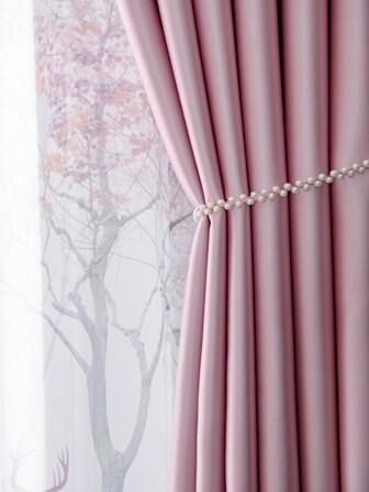 1入組粉色遮光窗簾，現代風格聚酯纖維材質，適用於臥室、客廳、廚房、餐廳等各種房間，較小尺寸可用作小窗短窗簾