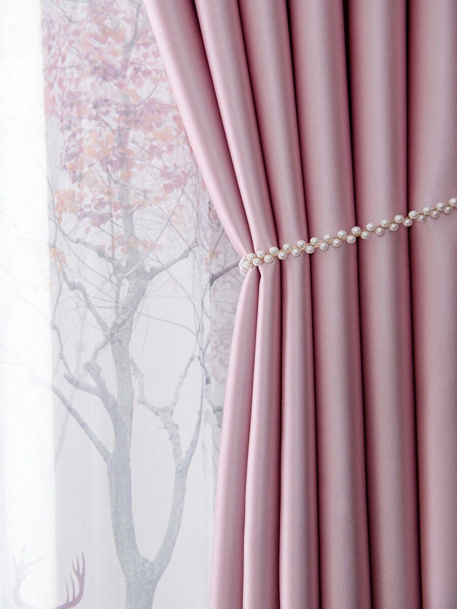 1入組粉色遮光窗簾，現代風格聚酯纖維材質，適用於臥室、客廳、廚房、餐廳等各種房間，較小尺寸可用作小窗短窗簾