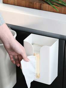 Juego de 3 accesorios de baño, de material plástico, que incluye portacepillos de dientes, dispensador de pasta de dientes, caja de pañuelos montada en la pared, caja de pañuelos autoadhesiva y extraíble, ahorro de espacio, impermeable. - Multicolor - Ver 8